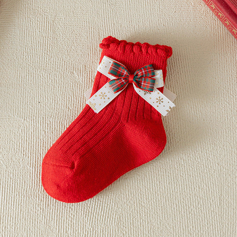 Children's Christmas Red Cartoon Cute Baby New Year Socks
