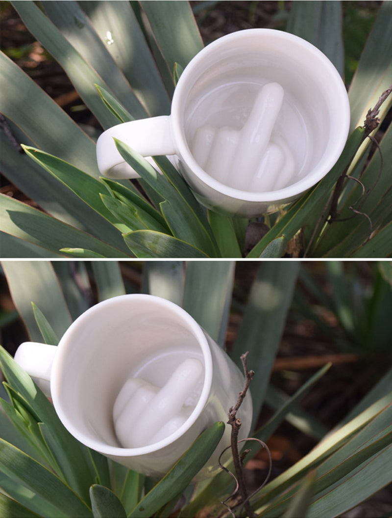 Character Ceramic Middle Finger Cup Coffee Cup With Middle Finger Up