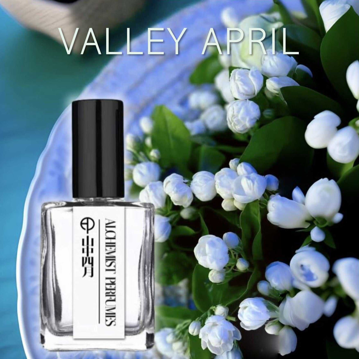 Valley April Wild Jasmine — 15ml bottle with white jasmine blooms, Yunnan niche perfume