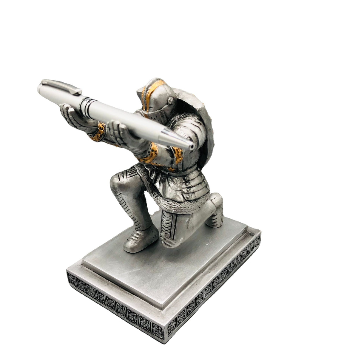 Shield Knight Pen Holder - Medieval Desk Guardian