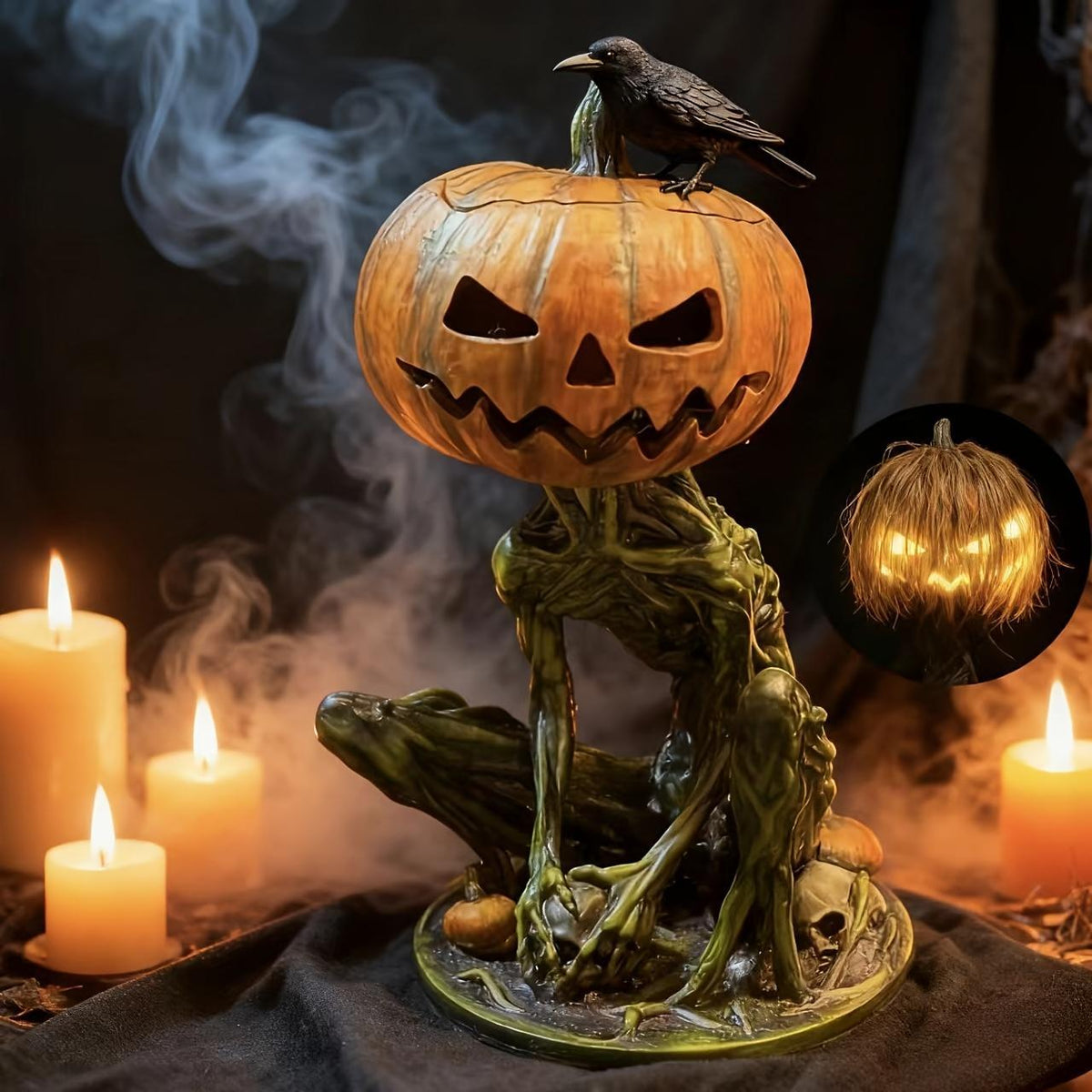 Pumpkin Skeleton Candle Holder - Whimsical Gothic