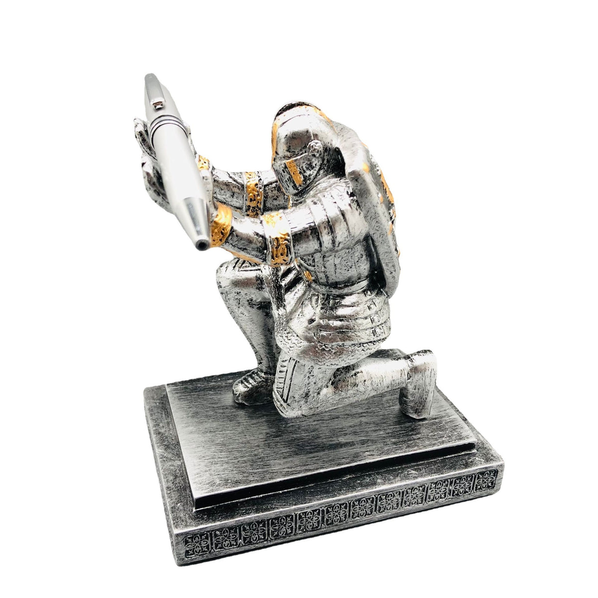 Shield Knight Pen Holder - Medieval Desk Guardian