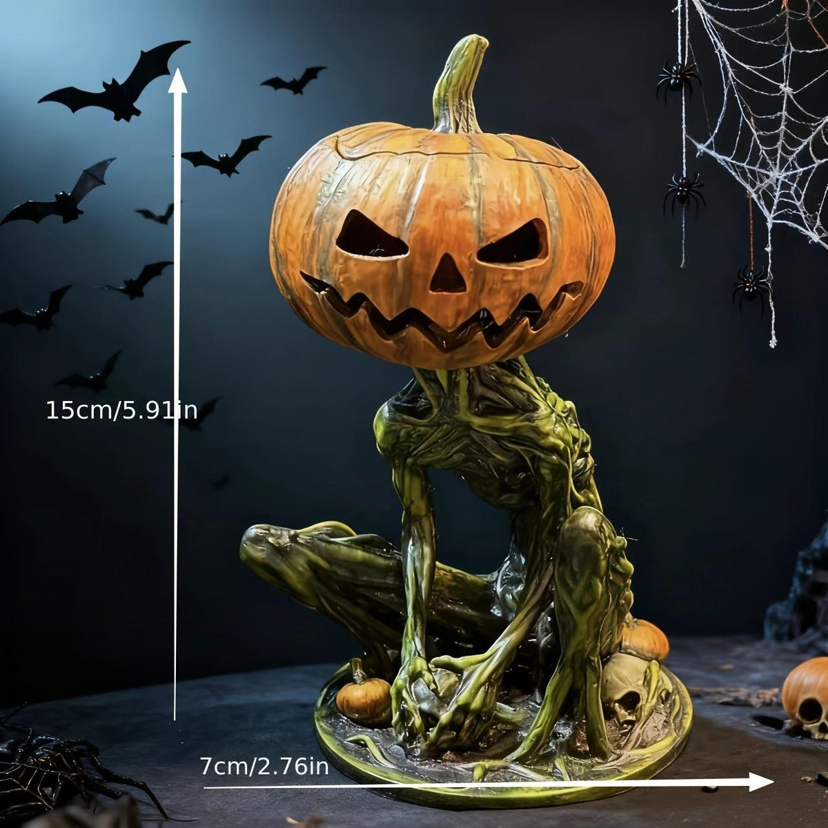 Pumpkin Skeleton Candle Holder - Whimsical Gothic