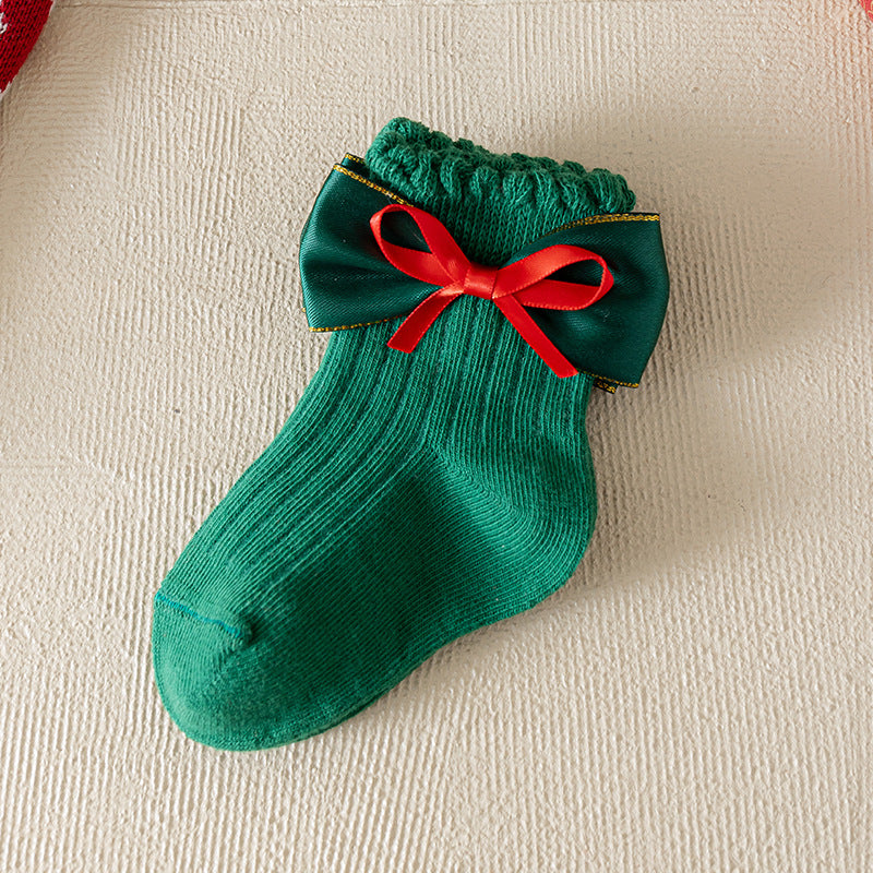 Children's Christmas Red Cartoon Cute Baby New Year Socks
