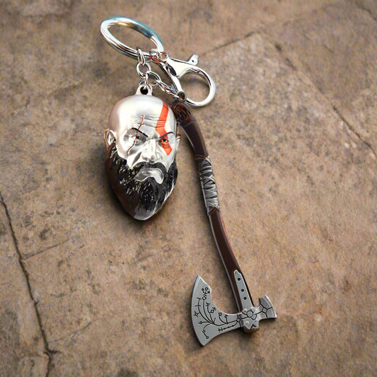Kratos keychain variant A3 — metal alloy, God of War Ragnarök collector piece
