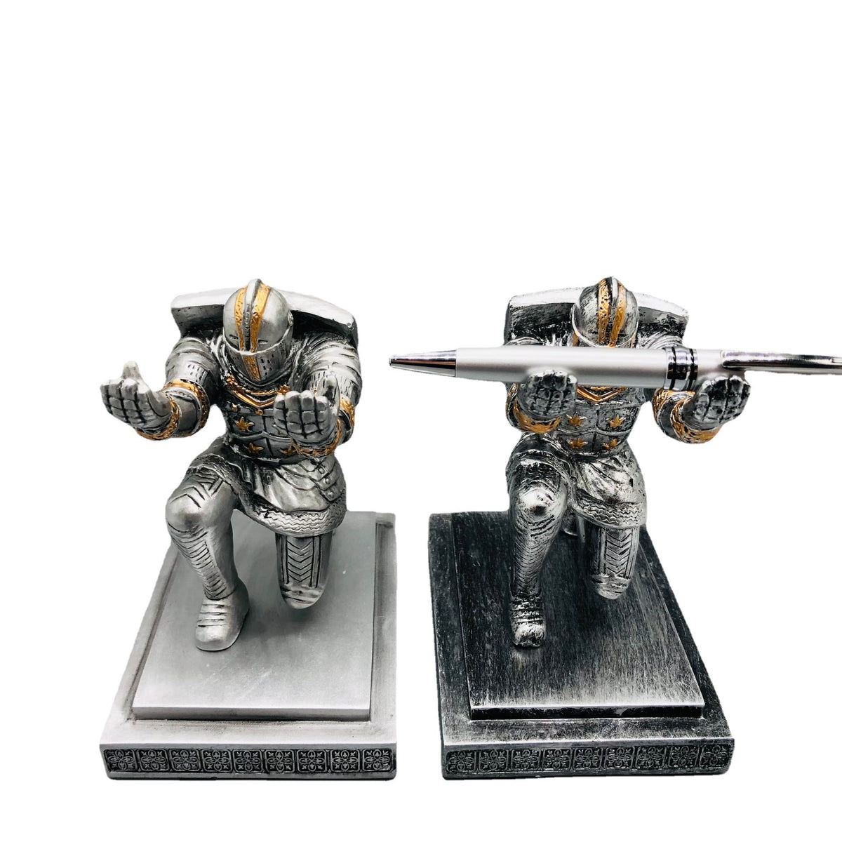 Shield Knight Pen Holder - Medieval Desk Guardian