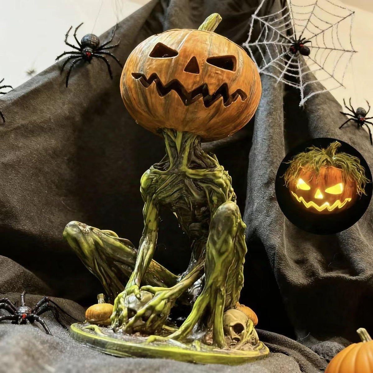 Pumpkin Skeleton Candle Holder - Whimsical Gothic