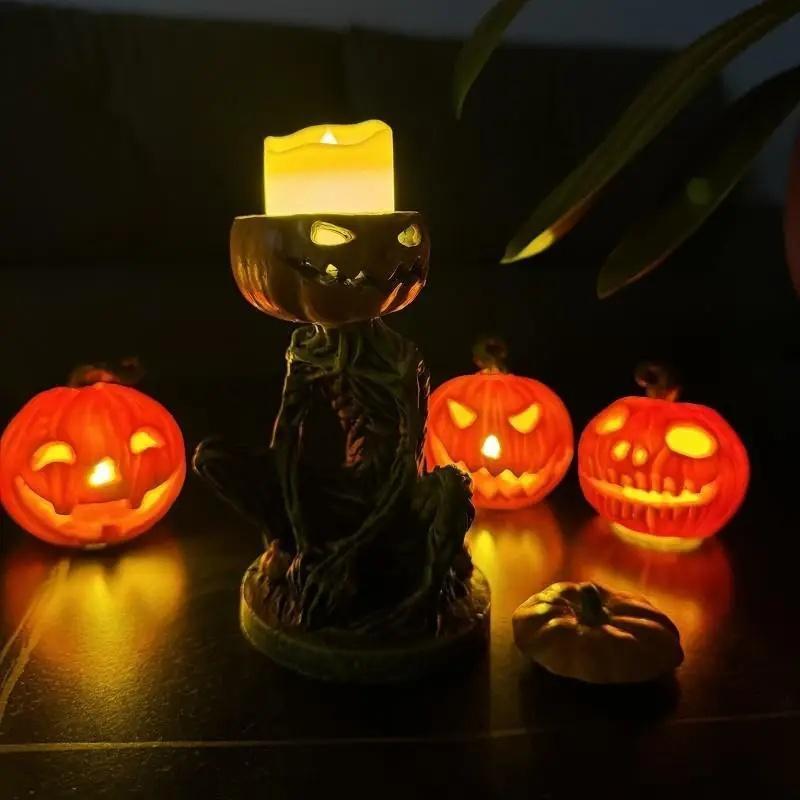 Pumpkin Skeleton Candle Holder - Whimsical Gothic
