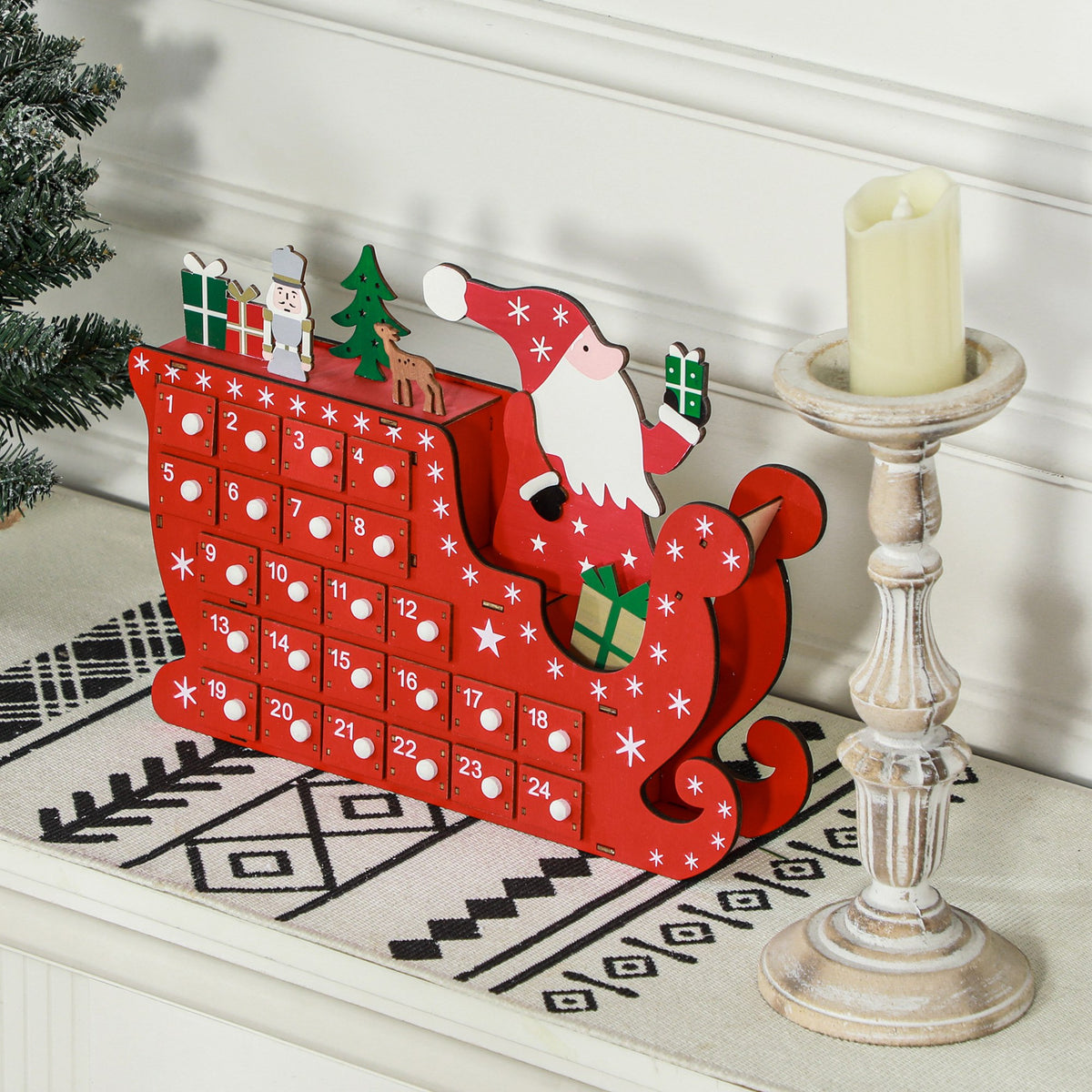 Christmas Advent Calendar with 24 Countdown Drawers
